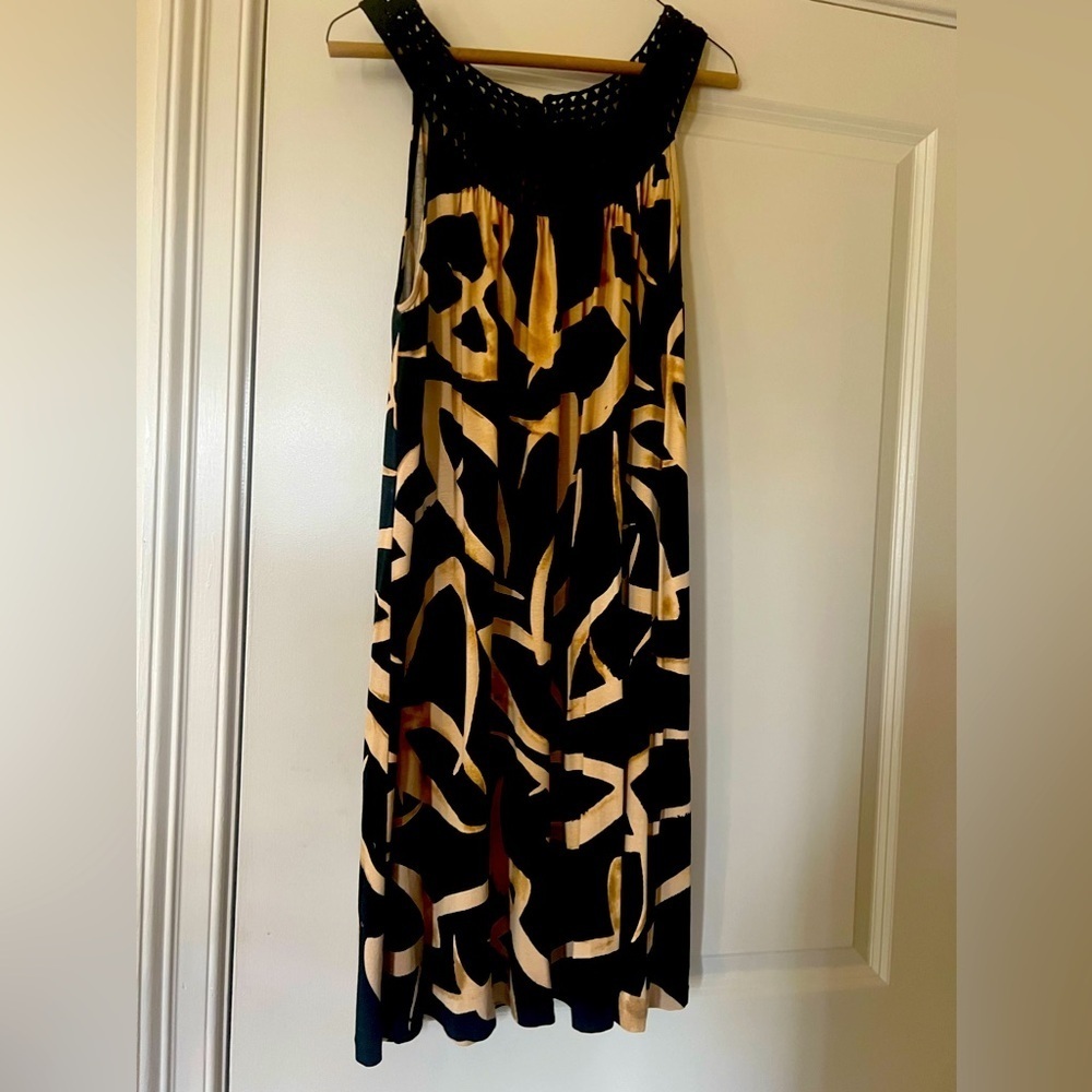 Ann Klein dress sleeveless crochet neckline and back buttons M pullover style - Picture 7 of 10